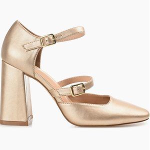 Journee Collection Womens Isadorah Mary Jane Mid Block Heel Square Toe Pumps